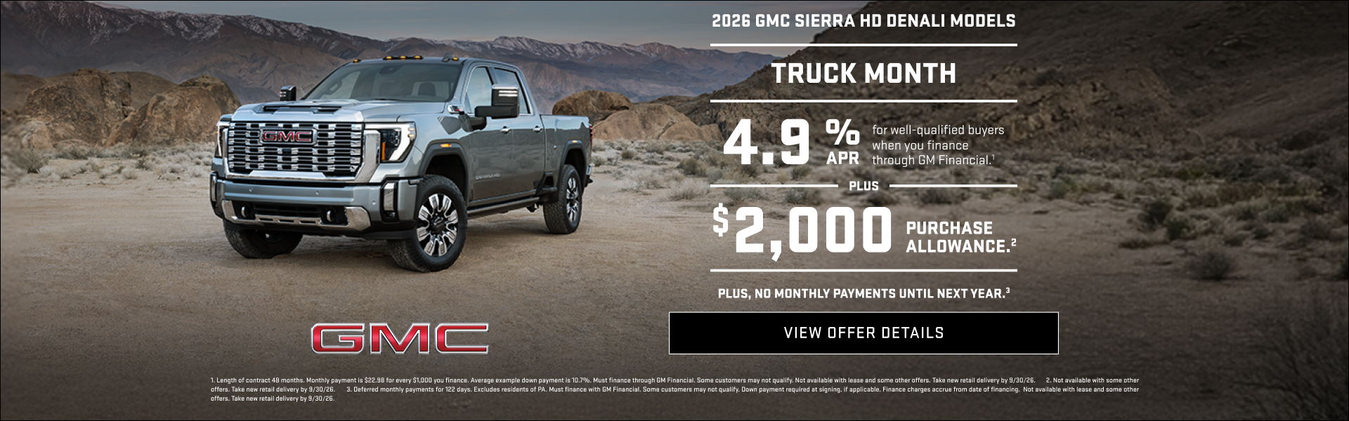 TRUCK MONTH 

4.9% APR for well-qualified buyers when you finance through GM Financial.1

Plus, $...