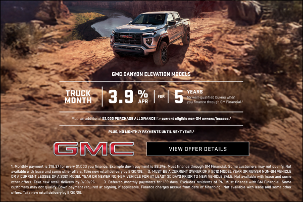 TRUCK MONTH

3.9% APR FOR 5 YEARS for well-qualified buyers when you finance through GM Financial...